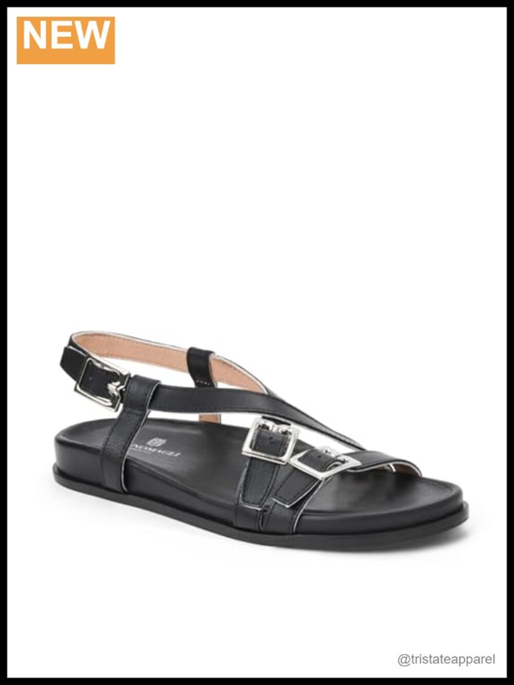 Italian Leather Flat Sandals with Buckle Closure and Open Toe Design